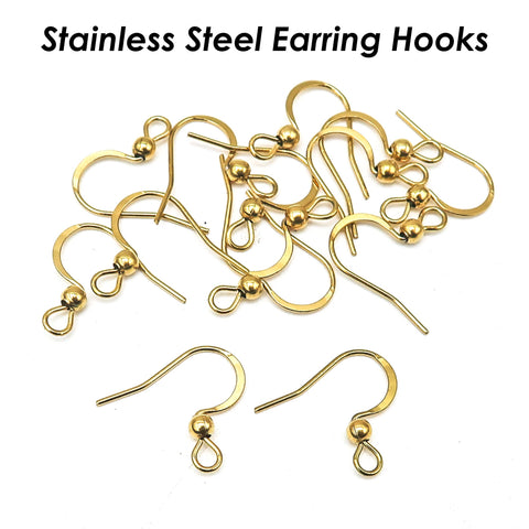 Stainless Steel Earrings Hooks Gold Silver, Wholesale Earring Findings, Surgical Steel Earwires, Hypoallergenic Earring Wires Hooks