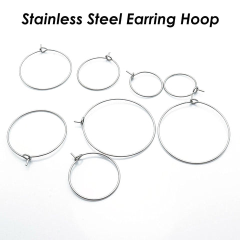 20 x Stainless Steel Earring Hoops, Big Circle Earring Wire for Beading, Hypoallergenic Earring Findings Gold Plated for Jewelry Making