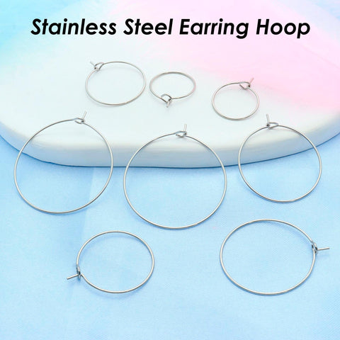 20 x Stainless Steel Earring Hoops, Big Circle Earring Wire for Beading, Hypoallergenic Earring Findings Gold Plated for Jewelry Making