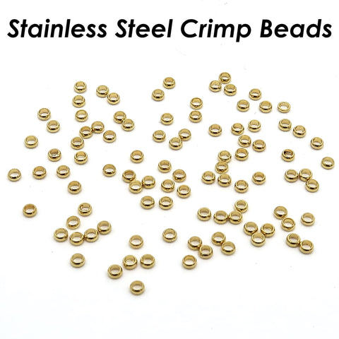 100 x Bulk Crimp Beads Stainless Steel Micro Crimp Beads Gold Silver, Beading Jewelry Findings Jewelry Suppies, Very Small Spacer Beads