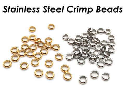 100 x Bulk Crimp Beads Stainless Steel Micro Crimp Beads Gold Silver, Beading Jewelry Findings Jewelry Suppies, Very Small Spacer Beads