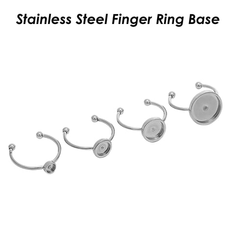 10 x Stainless steel Ring Base Gold Silver, Adjustable Ring Blanks, Round Bezel Ring Setting, Finger Ring Tray for Jewelry Making