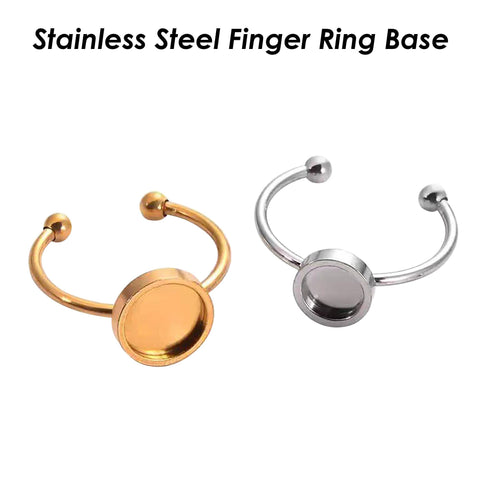 10 x Stainless steel Ring Base Gold Silver, Adjustable Ring Blanks, Round Bezel Ring Setting, Finger Ring Tray for Jewelry Making