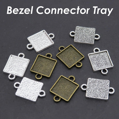 Round Bezel Connector, Double Loop Pendant Tray Blanks, Connector Tray, Connector Bezel Blank for Jewelry Making