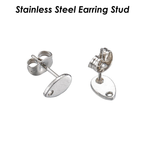 Stainless Steel Earring Stud, Round Teardrop Heart Earring Stud Earring Connector, Silver Gold Earring Findings Jewelry Supplies