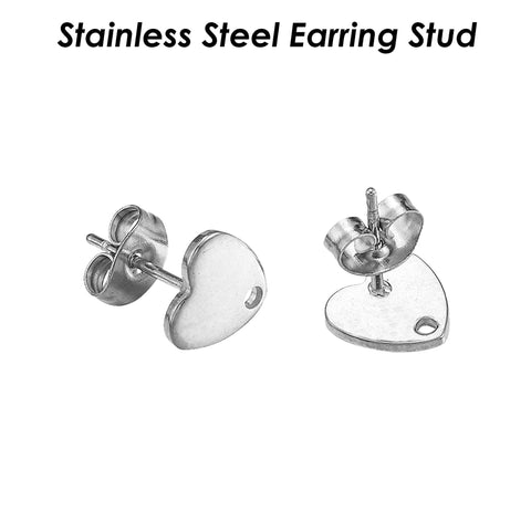Stainless Steel Earring Stud, Round Teardrop Heart Earring Stud Earring Connector, Silver Gold Earring Findings Jewelry Supplies