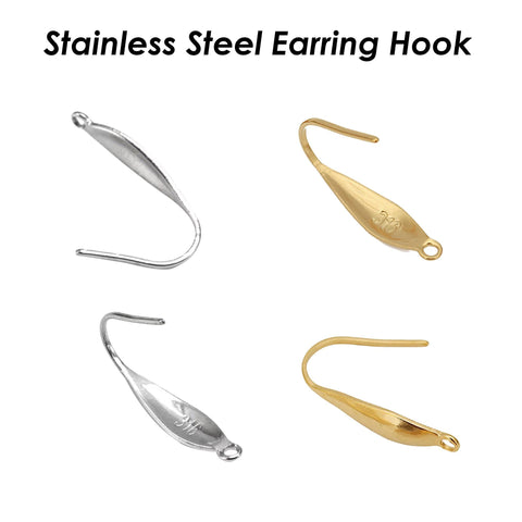 Stainless Steel Earring Hooks Gold Silver, 316L Surgical Steel Earwires, Hypoallergenic Ear Hooks, Hook Earring Findings Jewelry Supplies