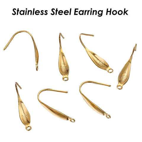 Stainless Steel Earring Hooks Gold Silver, 316L Surgical Steel Earwires, Hypoallergenic Ear Hooks, Hook Earring Findings Jewelry Supplies