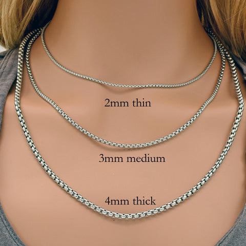 10 Feet x Round Box Chain Gold Silver Black, Stainless Steel Box Chain for Men Women, Stainless Steel Chain for Jewelry Making