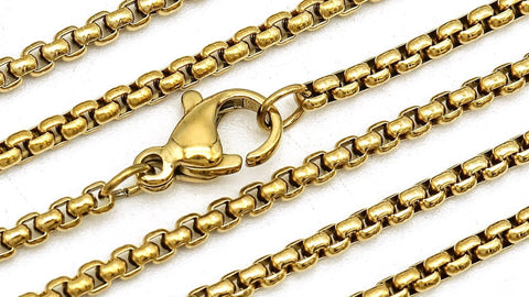 Stainless Steel Necklace for Men Women, 16, 18, 20, 22, 24, 30 Inches Round Box Chain Necklace, Stainless Steel Chain Necklace Wholesale