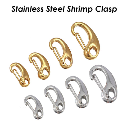 10 x Stainless Steel Lobster Clasp Gold Silver, Shrimp Clasp, Push Gate Clasp, Carabiner Clasp, Wholesale Jewelry Findings Supplies