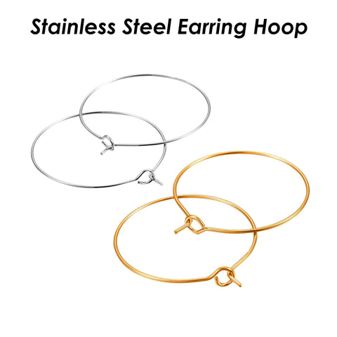 20 x Stainless Steel Earring Hoops, Big Circle Earring Wire for Beading, Hypoallergenic Earring Findings Gold Plated for Jewelry Making