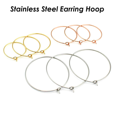 20 x Stainless Steel Earring Hoops, Big Circle Earring Wire for Beading, Hypoallergenic Earring Findings Gold Plated for Jewelry Making