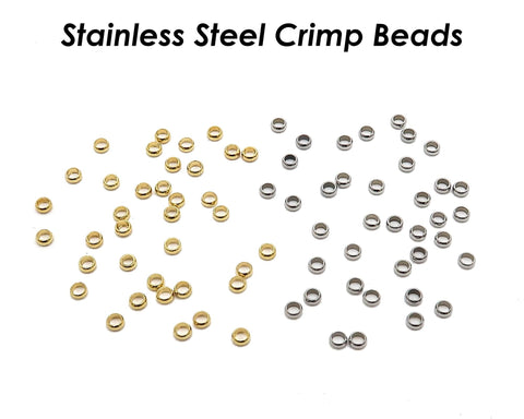 100 x Bulk Crimp Beads Stainless Steel Micro Crimp Beads Gold Silver, Beading Jewelry Findings Jewelry Suppies, Very Small Spacer Beads
