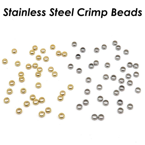 100 x Bulk Crimp Beads Stainless Steel Micro Crimp Beads Gold Silver, Beading Jewelry Findings Jewelry Suppies, Very Small Spacer Beads
