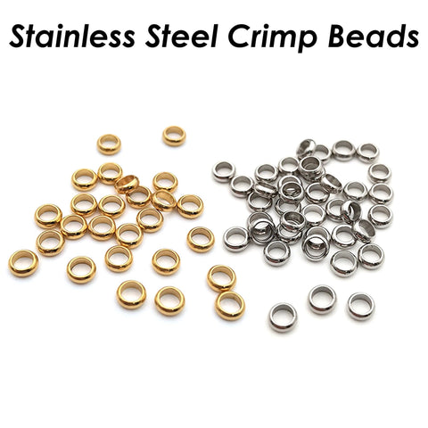 100 x Bulk Crimp Beads Stainless Steel Micro Crimp Beads Gold Silver, Beading Jewelry Findings Jewelry Suppies, Very Small Spacer Beads