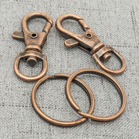 100 Wholesale Keychain Supplies Gold Silver Bronze Copper, Swivel Clip Key Clasp, Swivel Hook Snap Fob for Key Chain Making for Men Women