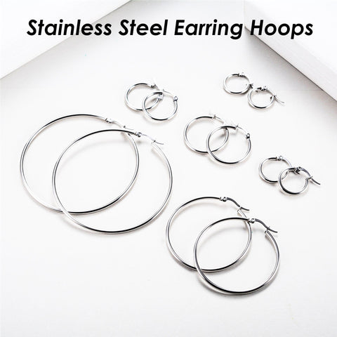 Stainless Steel Earring Hoops Gold Silver, Big Hoop Earrings for Women, Gold Hoop Earring Gift for Her