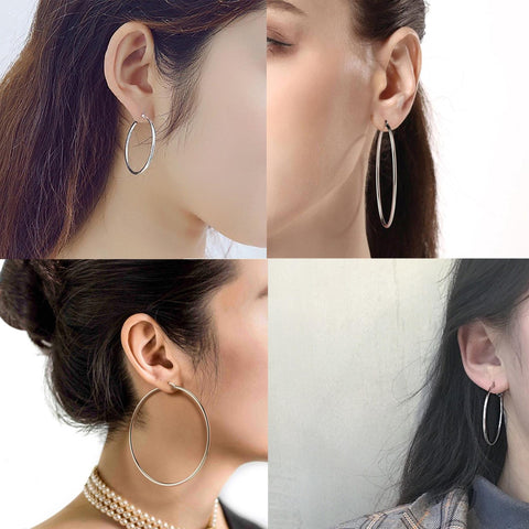 Stainless Steel Earring Hoops Gold Silver, Big Hoop Earrings for Women, Gold Hoop Earring Gift for Her