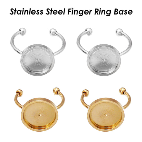 10 x Stainless steel Ring Base Gold Silver, Adjustable Ring Blanks, Round Bezel Ring Setting, Finger Ring Tray for Jewelry Making