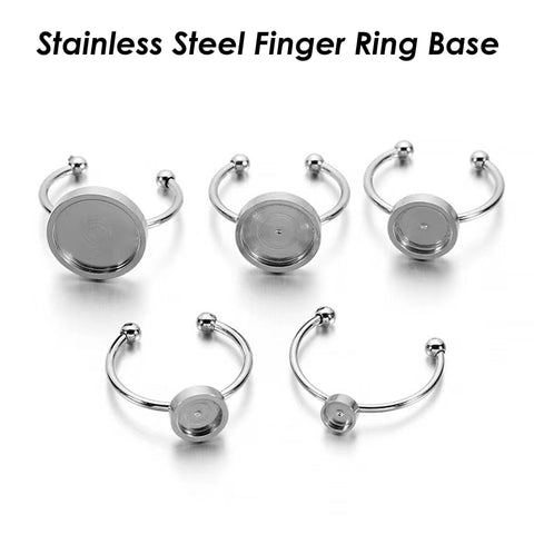 10 x Stainless steel Ring Base Gold Silver, Adjustable Ring Blanks, Round Bezel Ring Setting, Finger Ring Tray for Jewelry Making