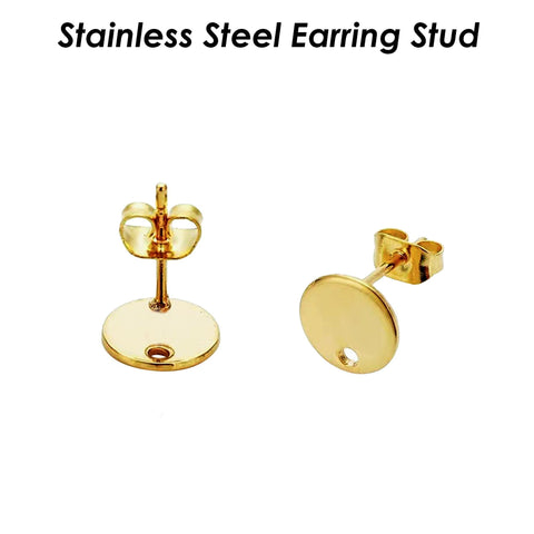 Stainless Steel Earring Stud, Round Teardrop Heart Earring Stud Earring Connector, Silver Gold Earring Findings Jewelry Supplies
