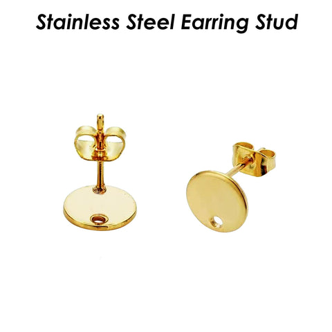 Stainless Steel Earring Stud Earring Findings Gold Silver, Round Teardrop Heart Earring Post with Connector, Jewelry Supplies