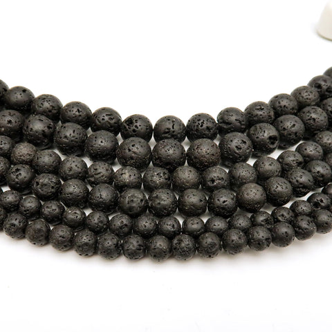 Natural Black Lava Beads 6mm 8mm 10mm Genuine Volcanic Rock Gemstone Round Stone Loose Beads for Bracelets Neckalce Jewelry Making