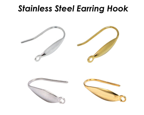 Stainless Steel Earring Hooks Gold Silver, 316L Surgical Steel Earwires, Hypoallergenic Ear Hooks, Hook Earring Findings Jewelry Supplies