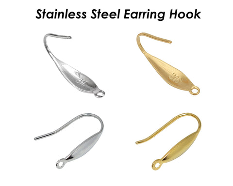 Stainless Steel Earring Hooks Gold Silver, 316L Surgical Steel Earwires, Hypoallergenic Ear Hooks, Hook Earring Findings Jewelry Supplies