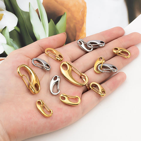10 x Stainless Steel Lobster Clasp Gold Silver, Shrimp Clasp, Push Gate Clasp, Carabiner Clasp, Wholesale Jewelry Findings Supplies