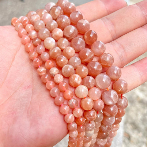 Sunstone Beads, Natural Stone Beads, Genuine Stone Loose Beads, Round Sun Stone Gemstone Beads for Necklace Bracelet Jewelry Making