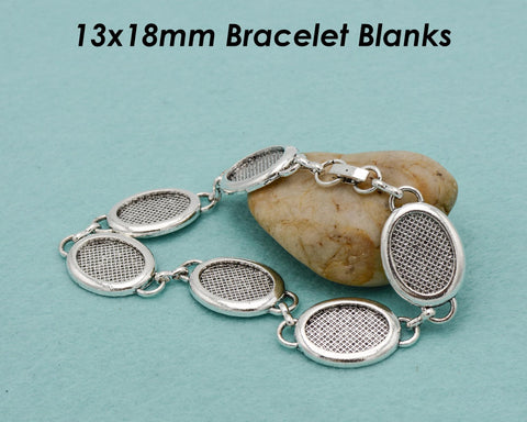 13x18mm Bracelet Blanks for Jewelry Making, 13x18mm Oval Bezel Bracelet Setting Tray, Blank Bracelet Tray Bracelet Base for Cabochon Resin
