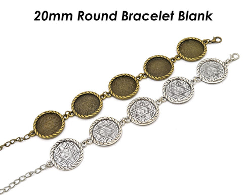 20mm Round Bezel Bracelet Blanks for Jewelry Making, Blank Bracelet Setting, Round Bracelet Base, Bracelet Bezel Blank