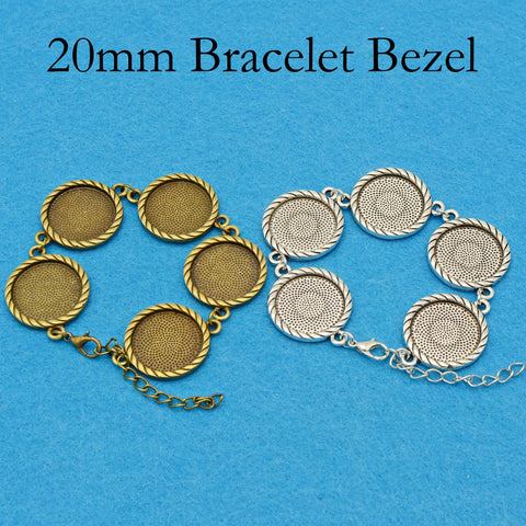 20mm Round Bezel Bracelet Blanks for Jewelry Making, Blank Bracelet Setting Tray, Round Bracelet Base for Cabochon, Bracelet Bezel Blank
