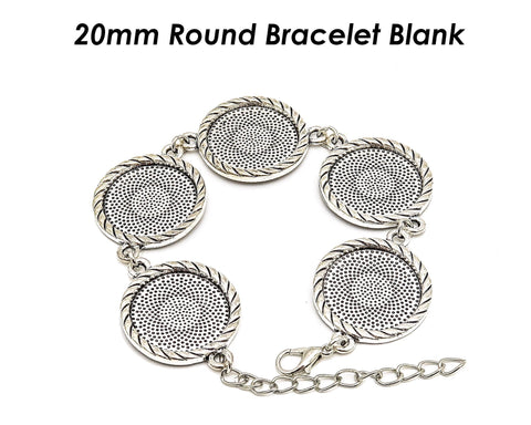 20mm Round Bezel Bracelet Blanks for Jewelry Making, Blank Bracelet Setting Tray, Round Bracelet Base for Cabochon, Bracelet Bezel Blank