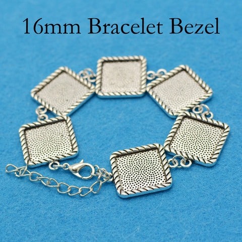 16mm Squre Bezel Bracelet Blanks for Jewelry Making, Blank Bracelet Setting, Round Bracelet Base, 16mm Bracelet Bezel Blank