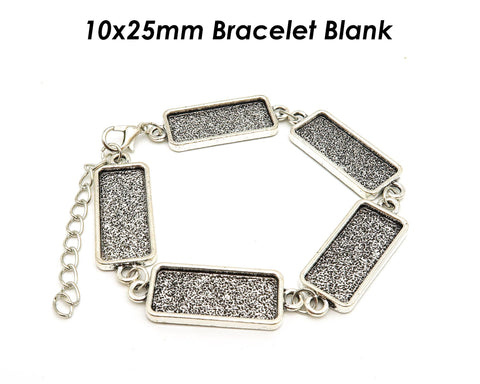 10x25mm Bezel Bracelet Blanks for Jewelry Making, Rectangle Blank Bracelet Setting, Bracelet Base 10x25mm Bracelet Bezel Blank