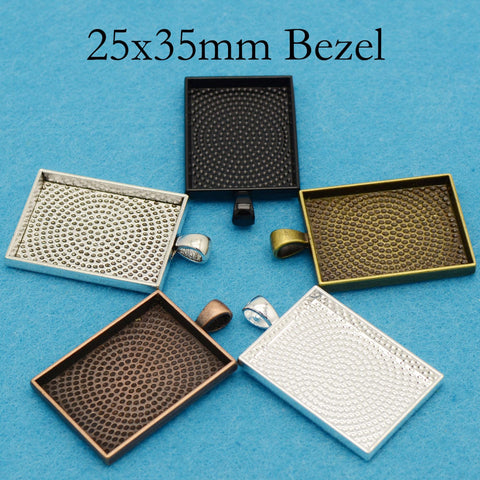 25x35mm Rectangle Pendant Tray, 25x35mm Bezel Pendant Setting for Cabochon or Epoxy, Rectangle Pendant Blanks for Jewelry Making