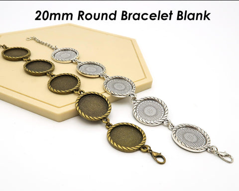 20mm Round Bezel Bracelet Blanks for Jewelry Making, Blank Bracelet Setting, Round Bracelet Base, Bracelet Bezel Blank