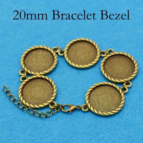 20mm Round Bezel Bracelet Blanks for Jewelry Making, Blank Bracelet Setting Tray, Round Bracelet Base for Cabochon, Bracelet Bezel Blank