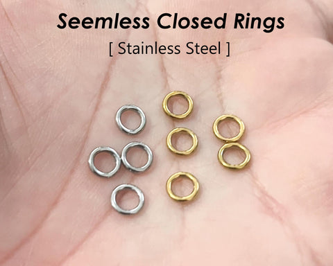 100 x Closed Jump Rings Stainless Steel Jump Rings Gold Silver, Seamless Round Jump Rings for Jewelry Making