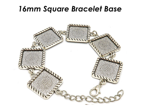 16mm Squre Bezel Bracelet Blanks for Jewelry Making, Blank Bracelet Setting, Round Bracelet Base, 16mm Bracelet Bezel Blank