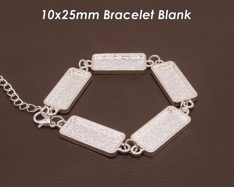 10x25mm Bezel Bracelet Blanks for Jewelry Making, Rectangle Blank Bracelet Setting, Bracelet Base 10x25mm Bracelet Bezel Blank