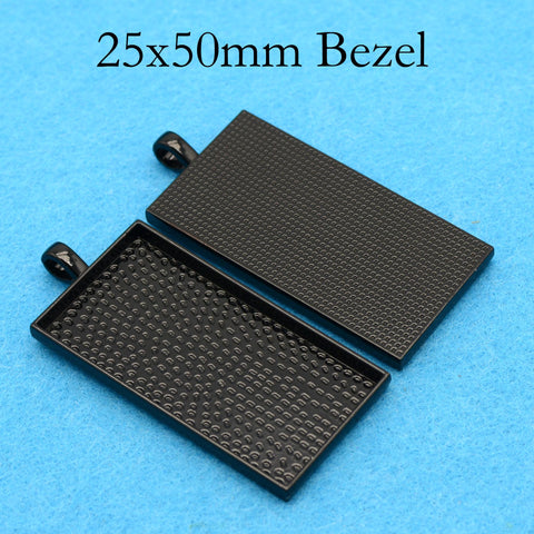 25x50mm Rectangle Pendant Tray, 1 x 2 Inch Bezel Pendant Setting for Glass Cabochon, Rectangle Pendant Blank for Jewelry Making