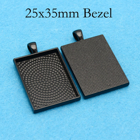 25x35mm Rectangle Pendant Tray, 25x35mm Bezel Pendant Setting for Cabochon or Epoxy, Rectangle Pendant Blanks for Jewelry Making