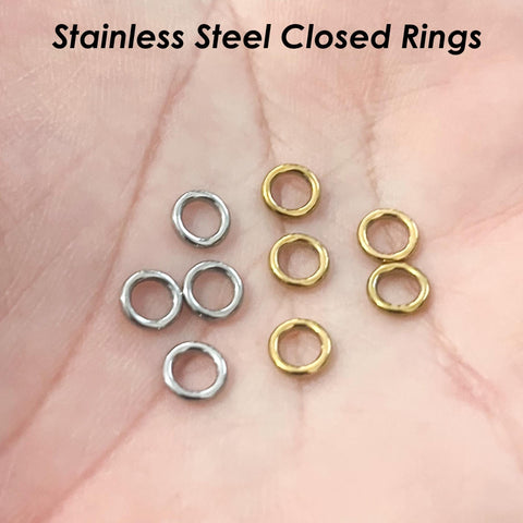 100 x Closed Jump Rings Stainless Steel Jump Rings Gold Silver, Seamless Round Jump Rings for Jewelry Making