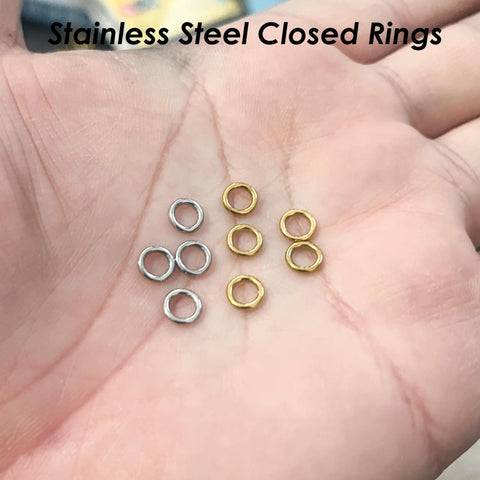 100 x Closed Jump Rings Stainless Steel Jump Rings Gold Silver, Seamless Round Jump Rings for Jewelry Making