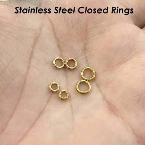 100 x Closed Jump Rings Stainless Steel Jump Rings Gold Silver, Seamless Round Jump Rings for Jewelry Making
