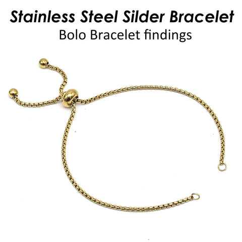 Silder Bracelet Blanks, Sliding Adjustable Bracelet, Stainless Steel Box Chain Bracelet with Slider Clasp, Bolo Bracelet for Jewelry Making